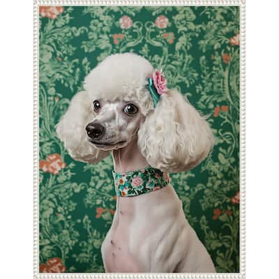 The Floral Adorned Poodle by Mowzu Framed Canvas Wall Art