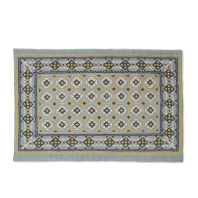Novica Handmade Diamond Paradise Chain Stitch Wool Rug (2X3) - 2' x 6' Runner