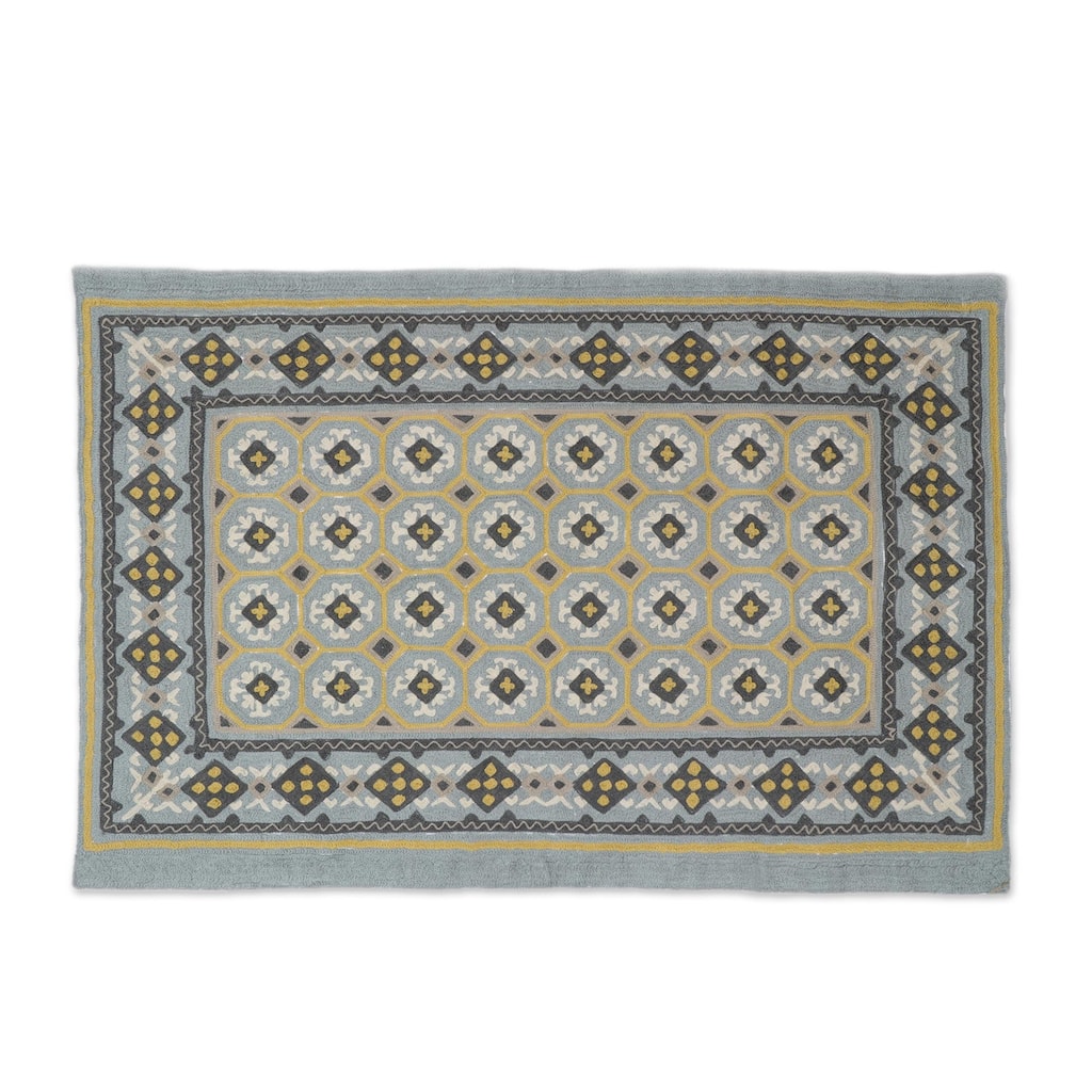 Novica Handmade Diamond Paradise Chain Stitch Wool Rug (2X3) - 2' x 6' Runner