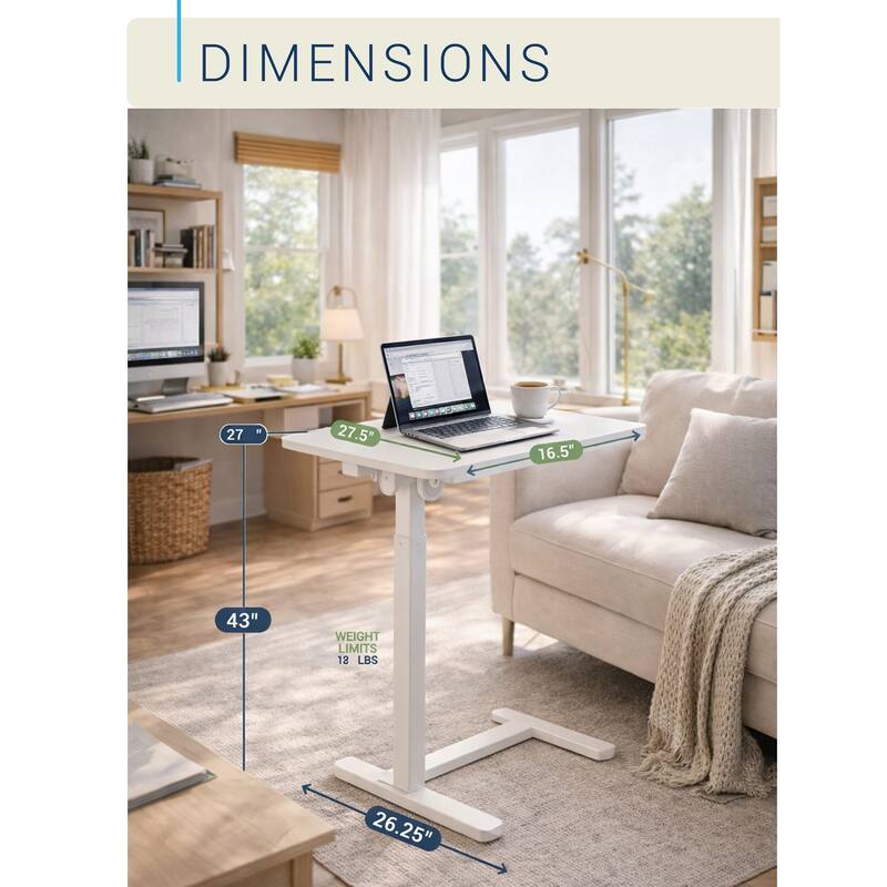 Height-Adjustable Rolling Laptop Cart Sit To Stand Workstation