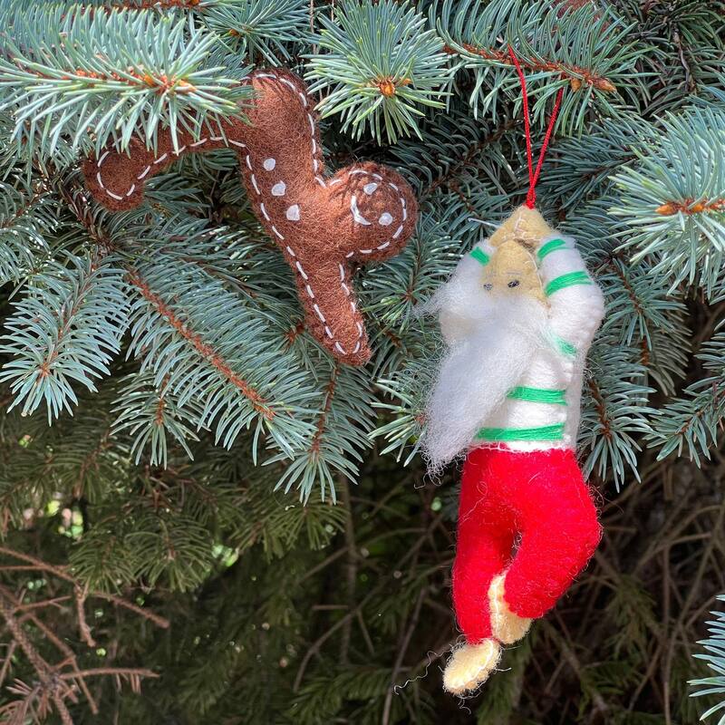 Yogi Santa and Ginger Friends Handmade Felt Ornament Collection