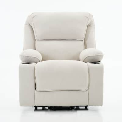 Corduroy Power Lift Recliner Chair with Heating & Massage, Heavy Duty Reclining Sofa with 2 Cup Holders & Side Pockets