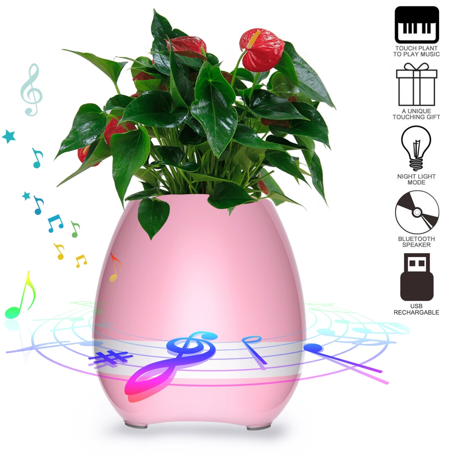 musical pot with bluetooth speaker