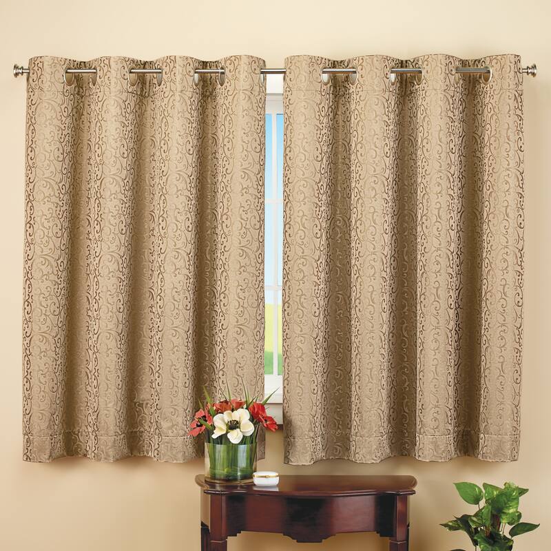 Insulated Scroll Pattern Short Curtain Panel