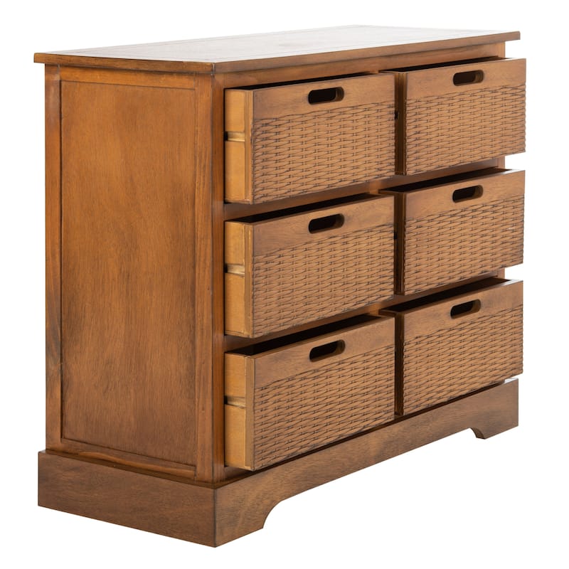 SAFAVIEH Landers Farmhouse 6-Drawer Storage Chest - 30" W x 12.5" L x 26" H