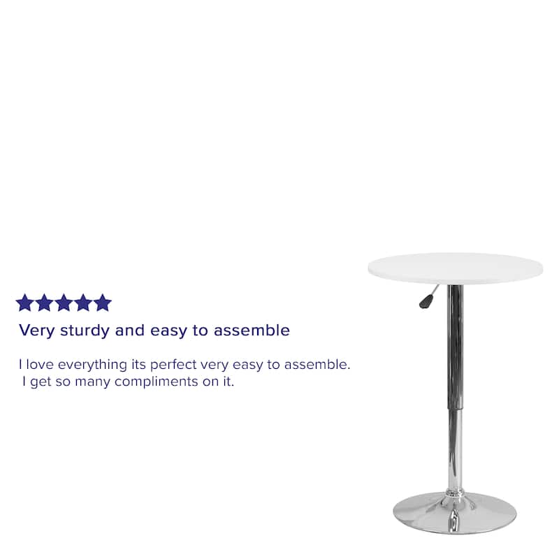 23.75" Round Adjustable White Wood Table (Adjustable Range 26.25" - 35.75")