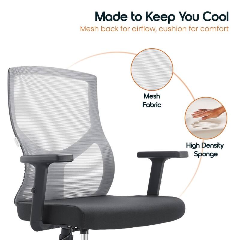 Glen Series Ergonomic Swivel Adjustable Mesh Executive Office Desk Chair with Lumbar Support, Arms, For Work or Home Office