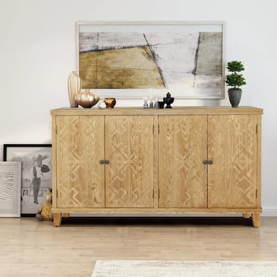 Accent Cabinet Storage Cabinet with Drawer and Doors, Wood Sideboard Buffet Cabinet with Adjustable Shelves