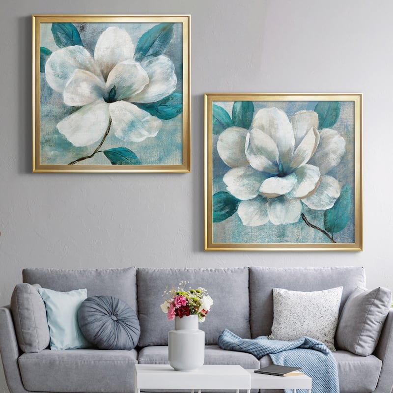 Teal Magnolia I Premium Framed Canvas - Ready to Hang