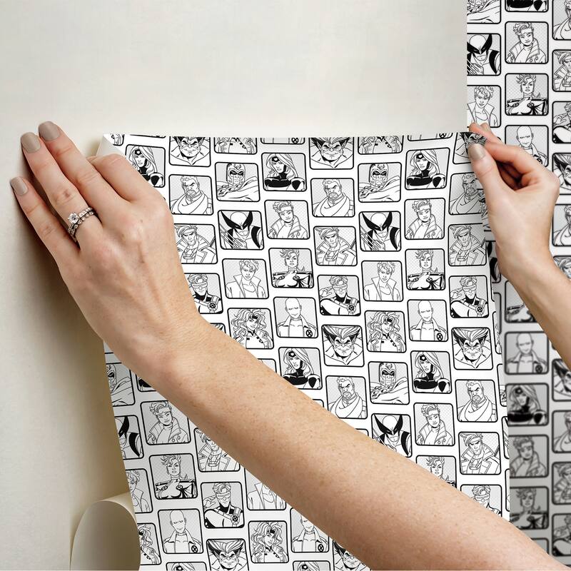 Marvel's X-MEN '97 Comic Cast Black and White Peel and Stick Wallpaper
