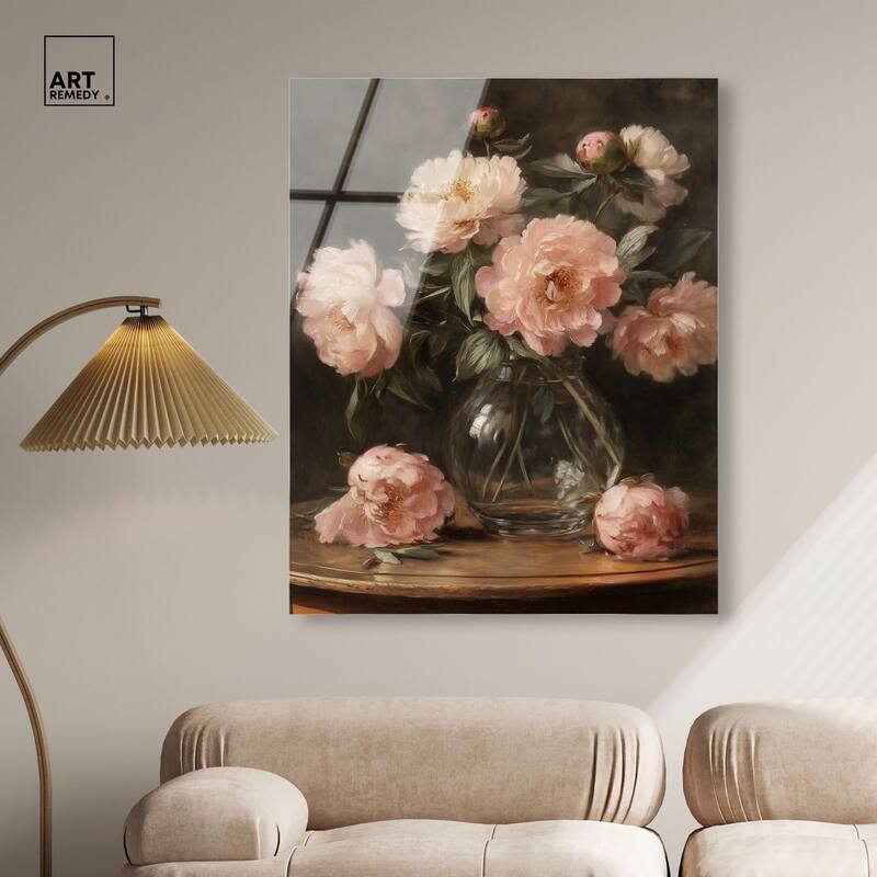 Vintage Velvet Vase Acrylic by Art Remedy, Ready to Hang