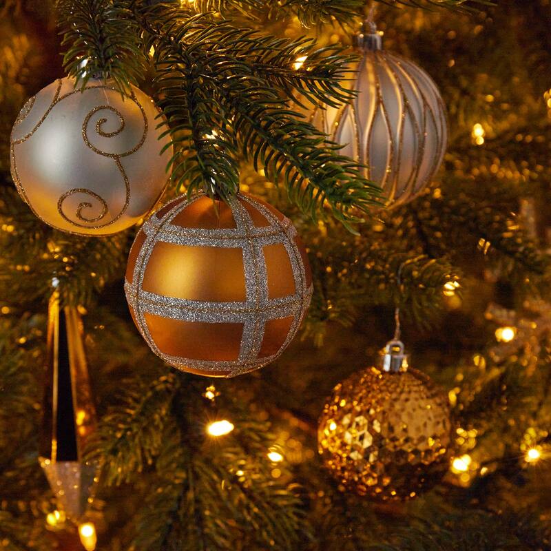 52ct Bronze Shatterproof Assorted Christmas Tree Ornament 6" (150mm)