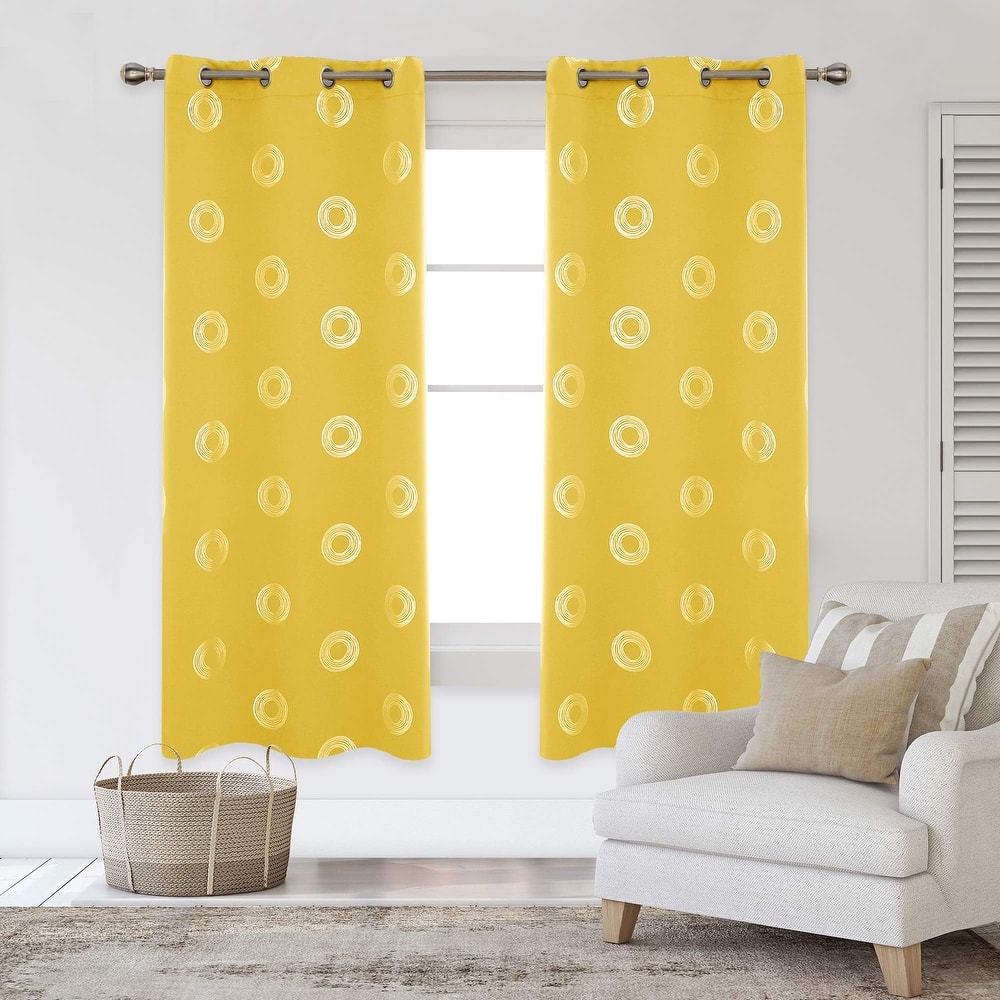 Deconovo Concentric Circles Pattern Room Darkening Curtain 2 Panels
