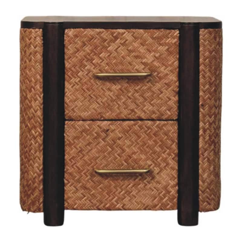 Artisan Furniture Solid Wood Havana Cane front Drawers, Brown With 3-Drawers