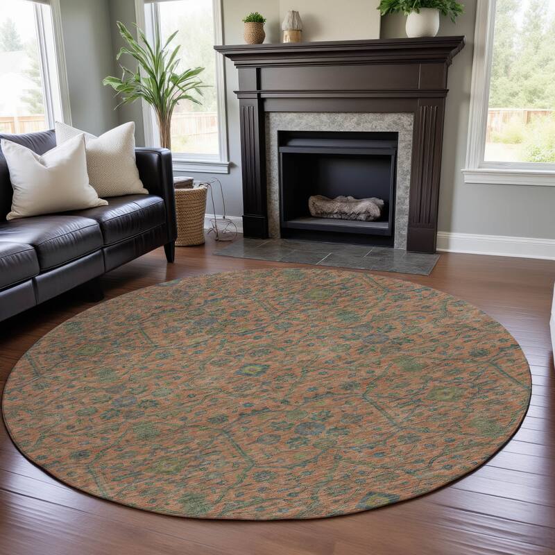 Premium Washable Super Soft Traditional Persian Mayfield Rug - Coral - 8' x 8'