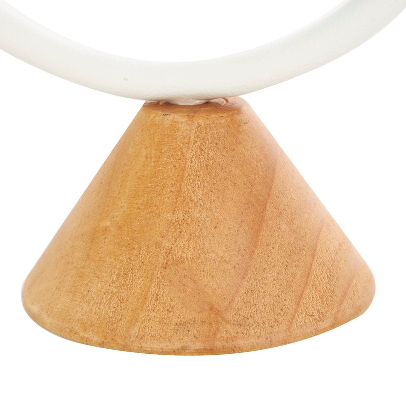Metal Abstract Circular Ring Candle Holder with Wooden Cone Bases - Set of 2 Black - Roche River Decor - 5"W x 7"L x 15"H