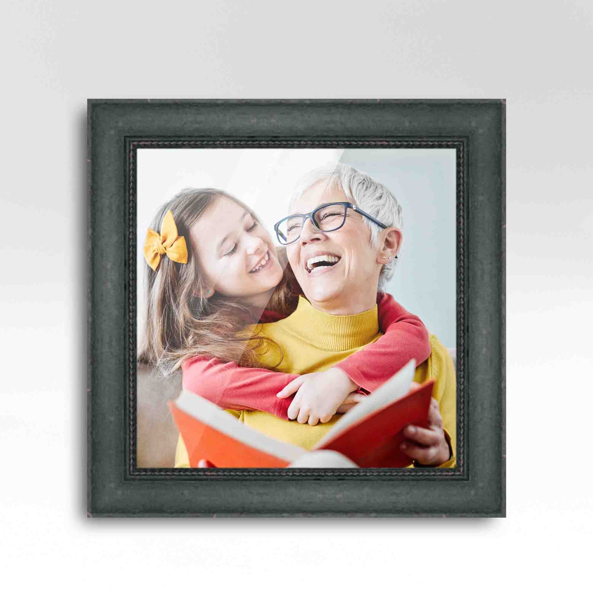 30x30 Frame Black Real Wood Picture Frame Width 1.5 Inches | Interior Frame  Depth 0.5 Inches | Barn Black Distressed Photo Frame Complete with UV