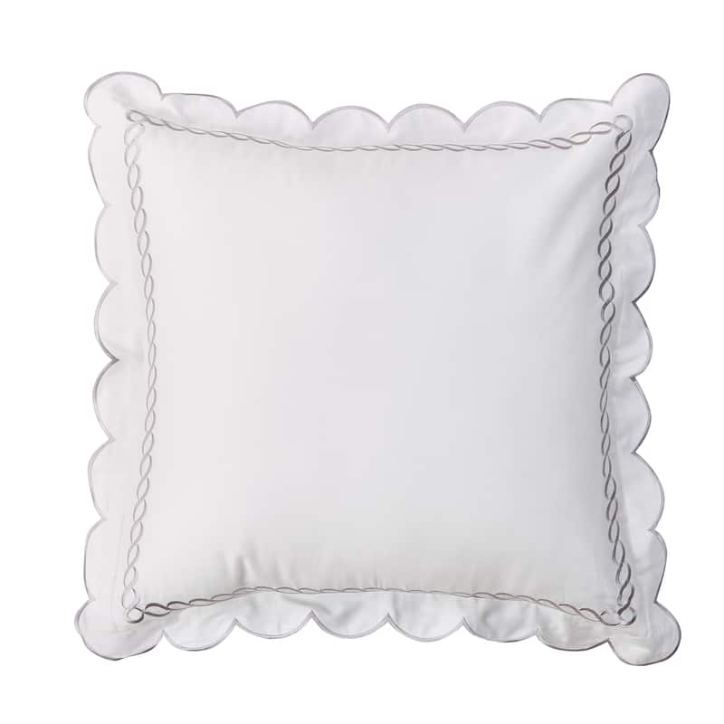 Home Sweet Home Collection 600TC Scallop and Rope Duvet Set and Sham - Full - Grey Euro Sham - 2 Piece