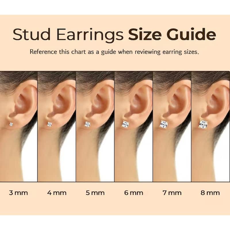 Curata 14k Yellow or White Gold Princess Cubic Zirconia Basket-set Screw Back Earrings - 4mm 5mm 6mm 7mm