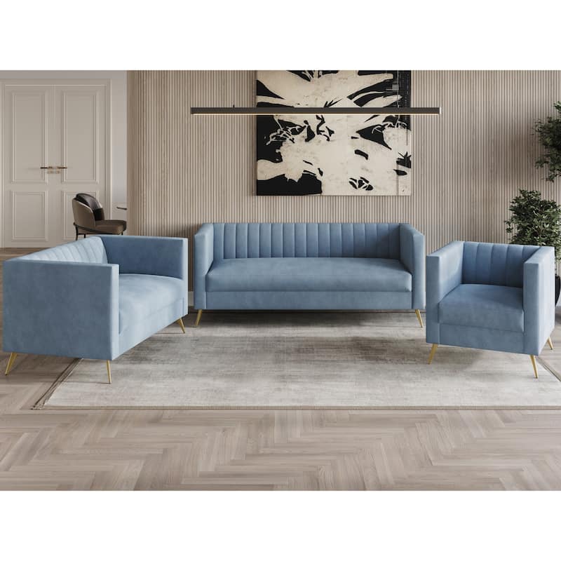 Clayfell Weiss Velvet Square Arm Chair/ Loveseat/ Sofa