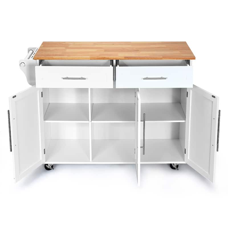 Costway Kitchen Island Trolley Cart Wood Top Rolling Storage Cabinet