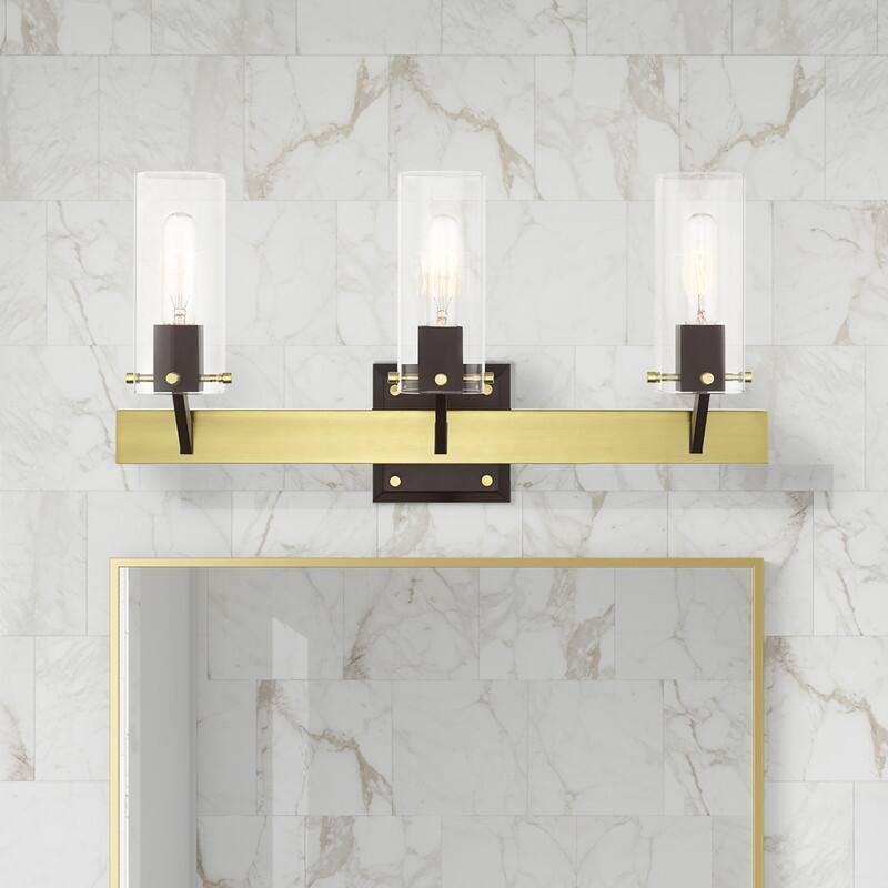 Livex Lighting 3-Light Satin Brass Vanity Sconce, 17823-12 - 23.75"W x 12"H x 5.5"D