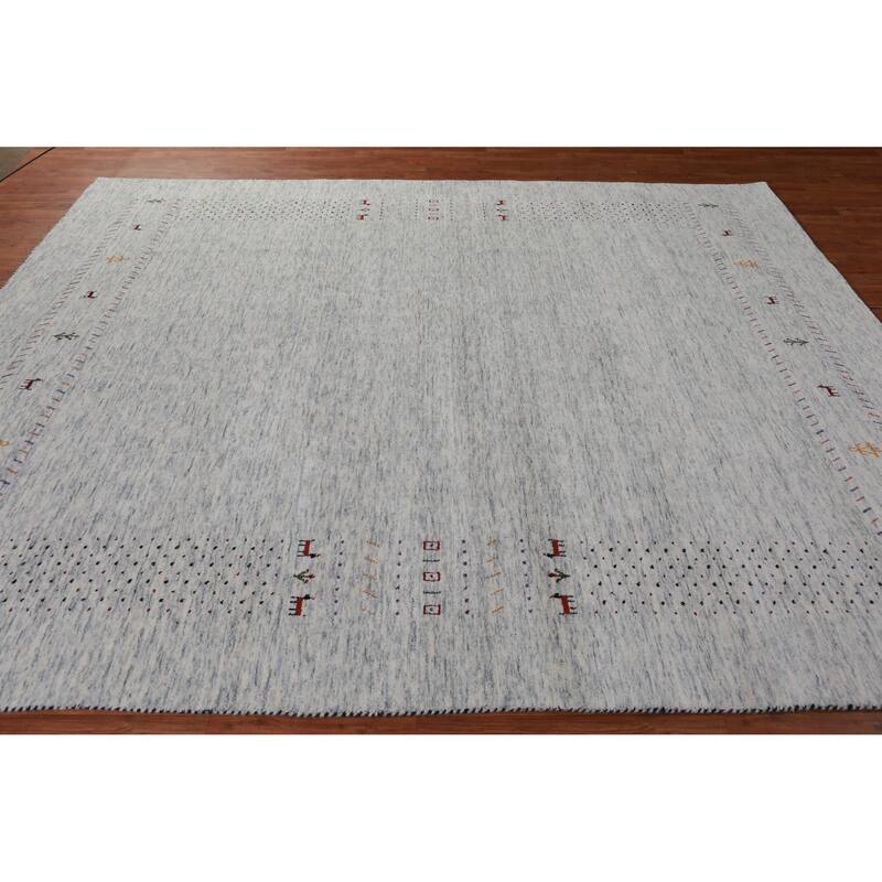 Hand Knotted Oriental 100% Wool Carpet Tribal Animal Pictorial Greys & Charcoal Gabbeh Area Rug - 10' 0'' X 8' 3''