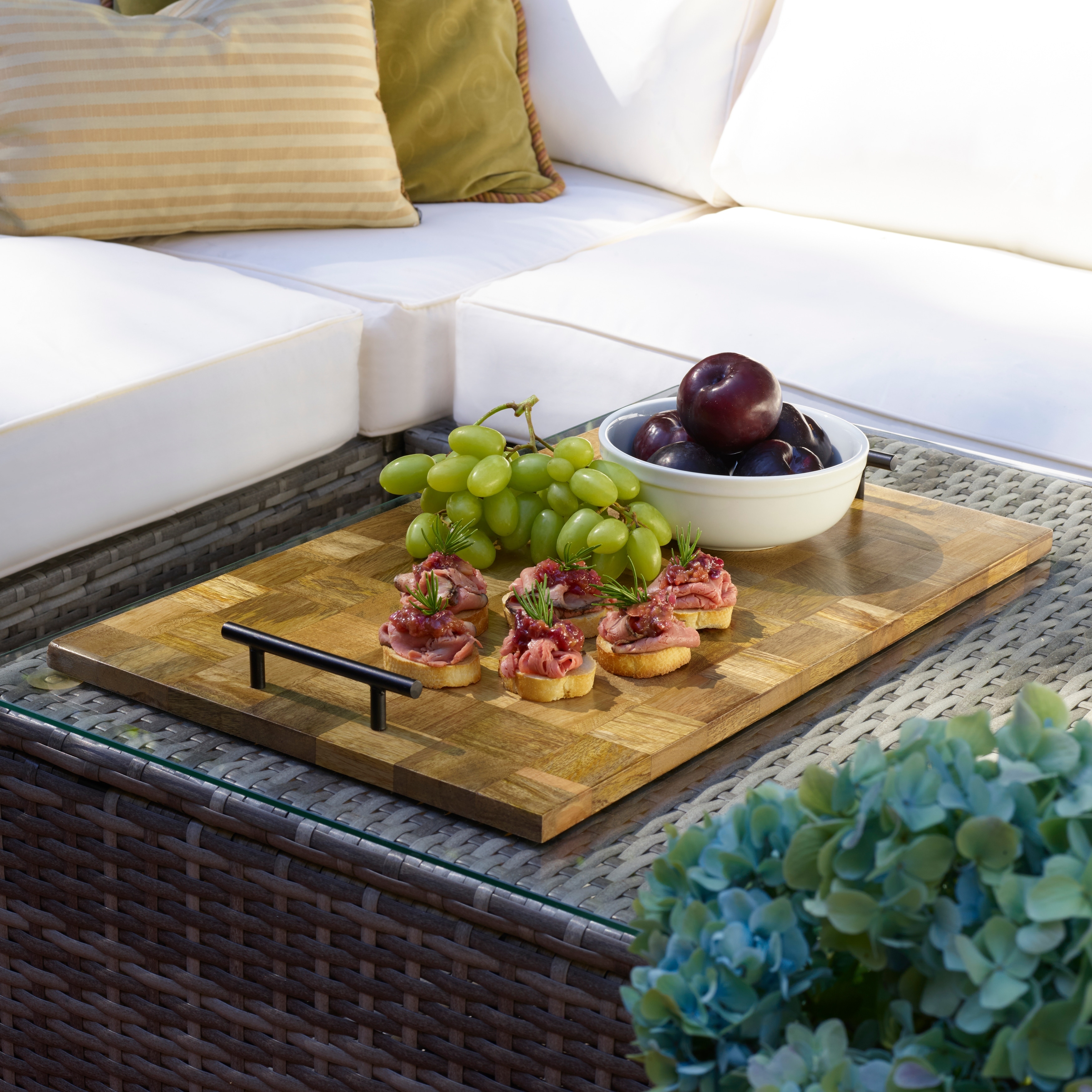 Mikasa Gourmet Basics Avery Checkered Wood Serving Tray, 21x13