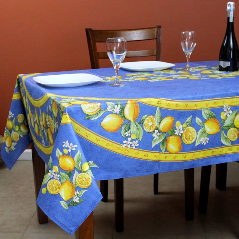 Wipeable Spill Resistant Provencal Cotton Cannes Collection Tablecloth