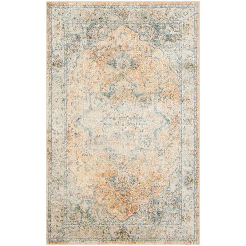 Nourison Astra Machine Washable Distressed Area Rug - 2' 2" x 4' - Beige/Blue