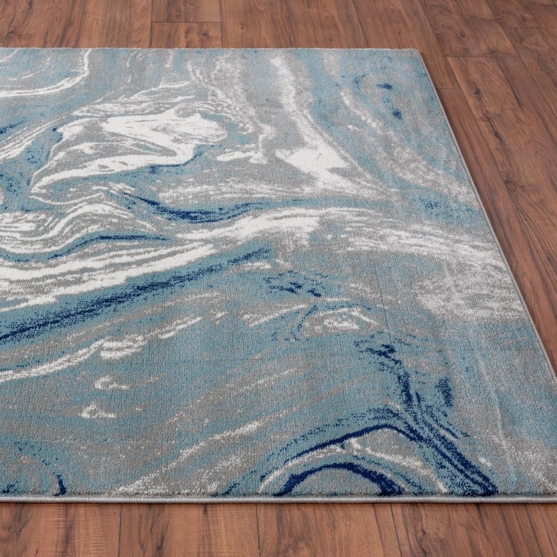 Luxe Weavers Victoria Collection Blue 8x10 Abstract Area Rug - 8' x 10'/Surplus