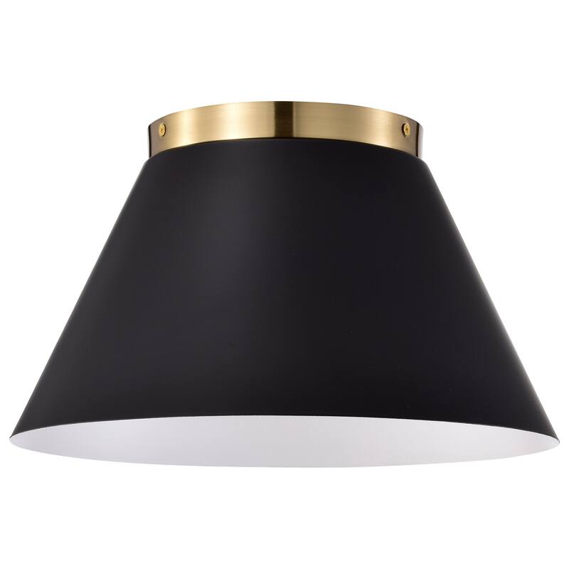 Dover - 3 Light - Small Flush Mount - Black with Vintage Brass