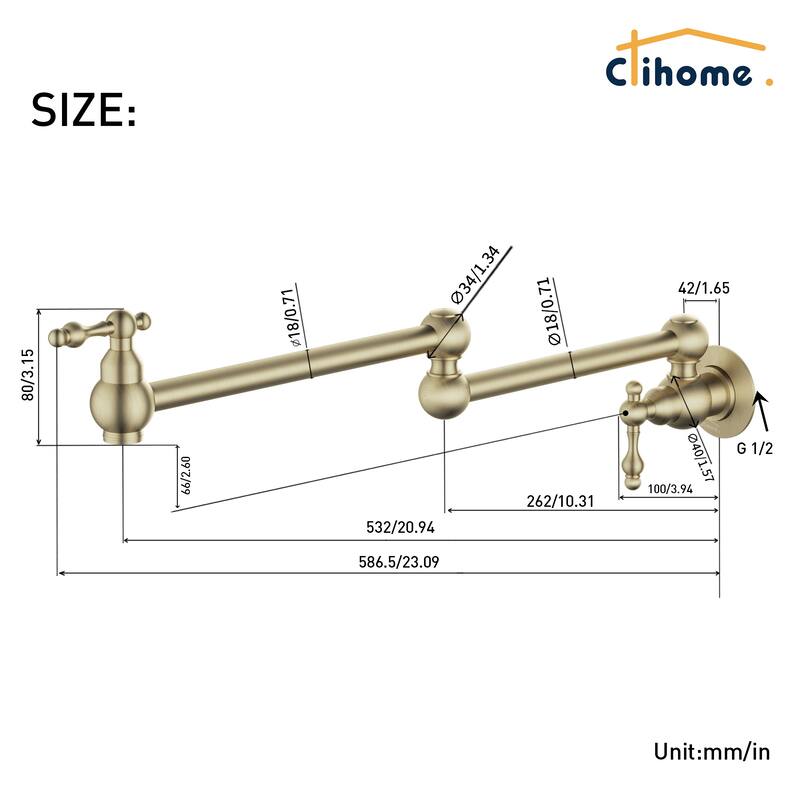 Clihome Traditional Wall Mounted Kitchen Pot Filler Faucet