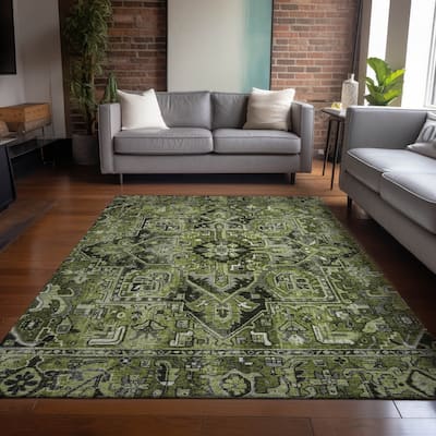 Machine Washable Indoor/ Outdoor Traditional Boho Chantille Rug