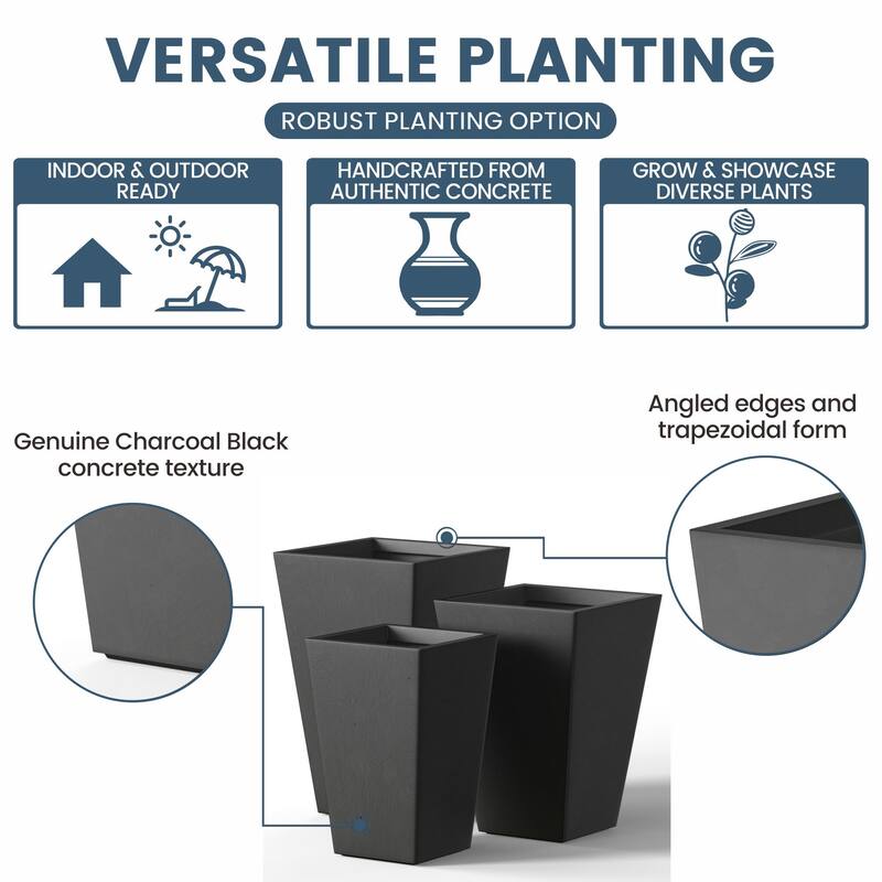 Tall Concrete Rectangle Plant Boxes / Large Indoor and Outdoor Flower Planters