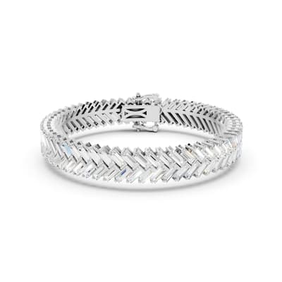 Auriya 14K Gold Lab Grown Baguette Chevron Tennis Bracelet 11 1/10 ct. tw. (F-G VS) - N/A