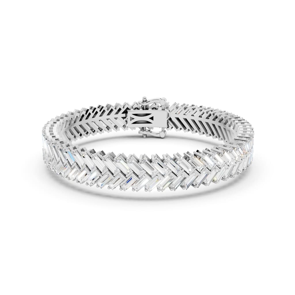 Auriya 14K Gold Lab Grown Baguette Chevron Tennis Bracelet 11 1/10 ct. tw. (F-G VS) - N/A
