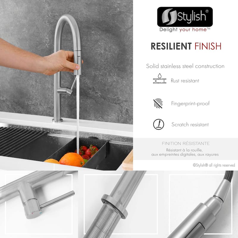 Single Handle Pull-Down Sprayer Kitchen Faucet K-141 - Height: 17.25" Spout H: 9" Spout R: 9"