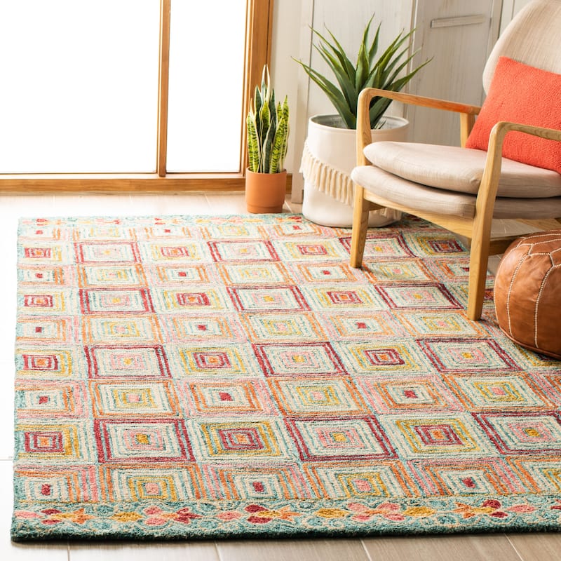 SAFAVIEH Handmade Aspen Romanina Bohemian & Eclectic Tribal Wool - 6' x 9' - Pink/Gold - Runner/Rectangle