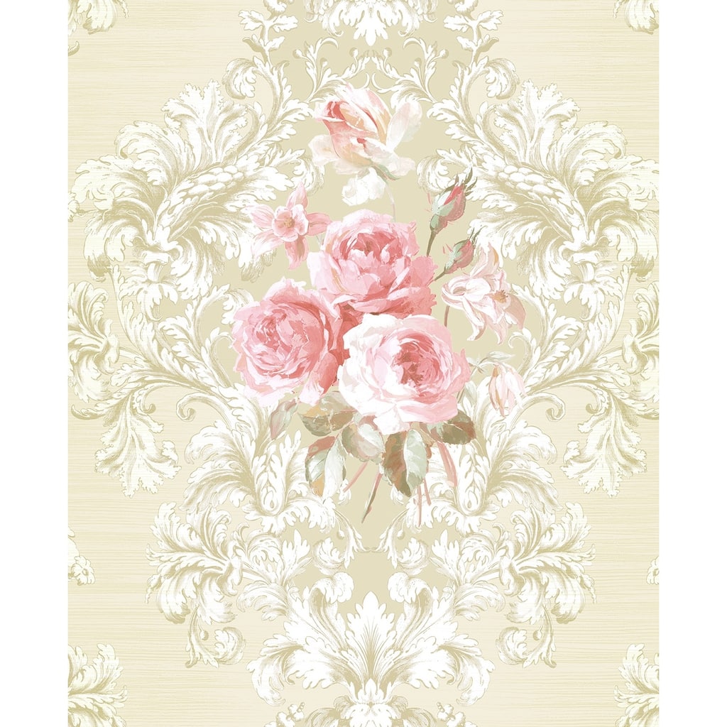 Seabrook Designs Vesper Floral Cameo Unpasted Wallpaper