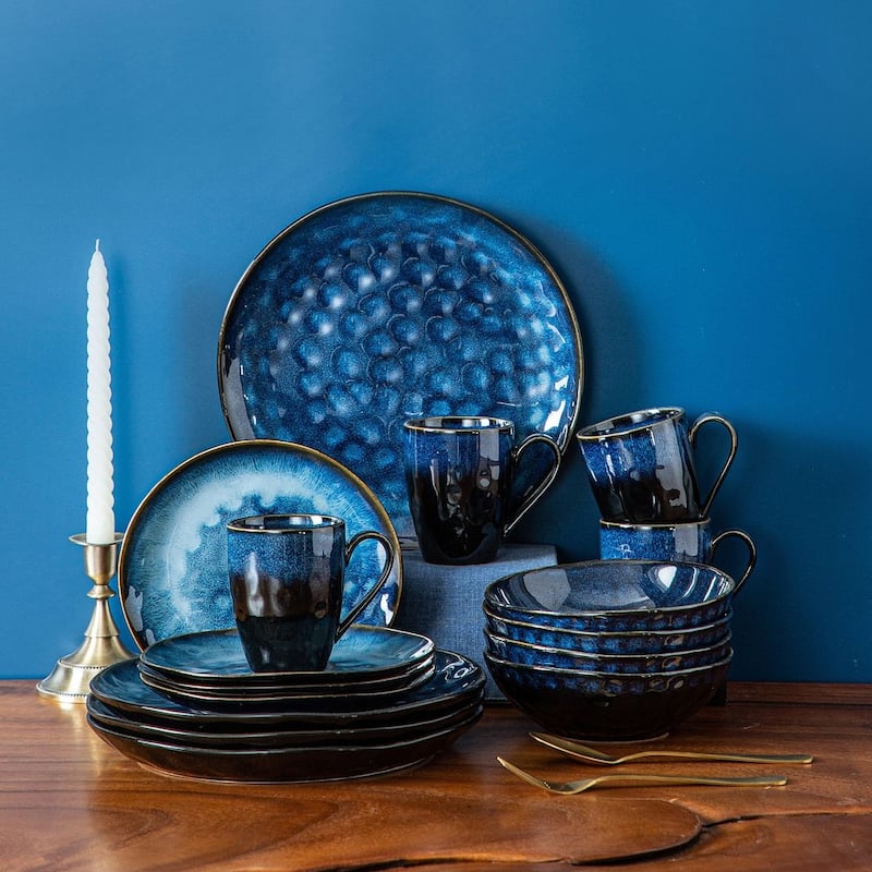 vancasso Starry Flambe Glaze Vintage 16-Piece Dinnerware Set