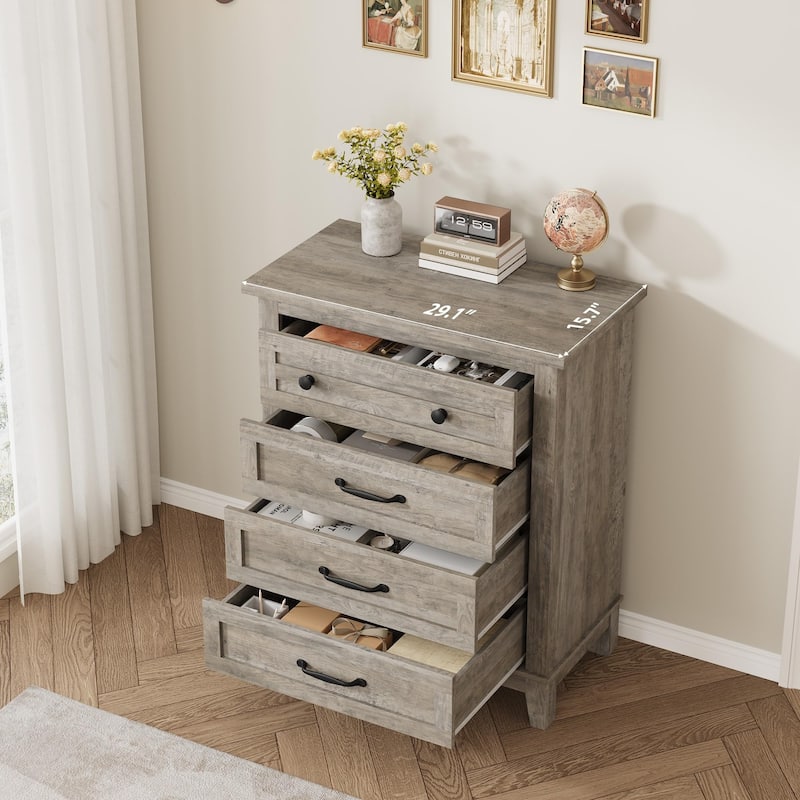 5 Drawer Dresser for Bedroom, Tall Freestanding Chest with Wood Frame and Vertical Storage