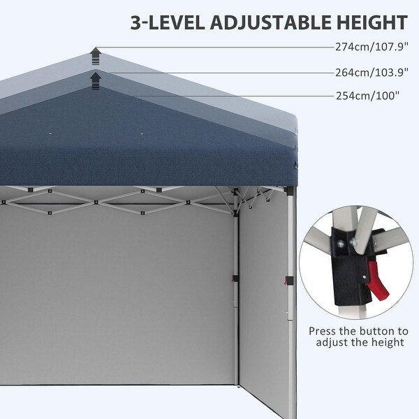 Outsunny 10' x 10' Pop Up Canopy with 3 Sidewalls, Leg