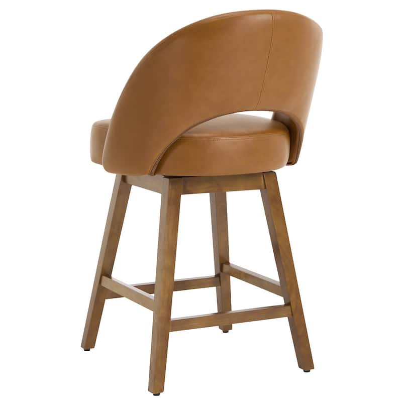 Upholstered Swivel Counter Height Bar Stools with Cutout Back and Solid Wood Frame - 38.2"H x 22.1"W x 23.6"D