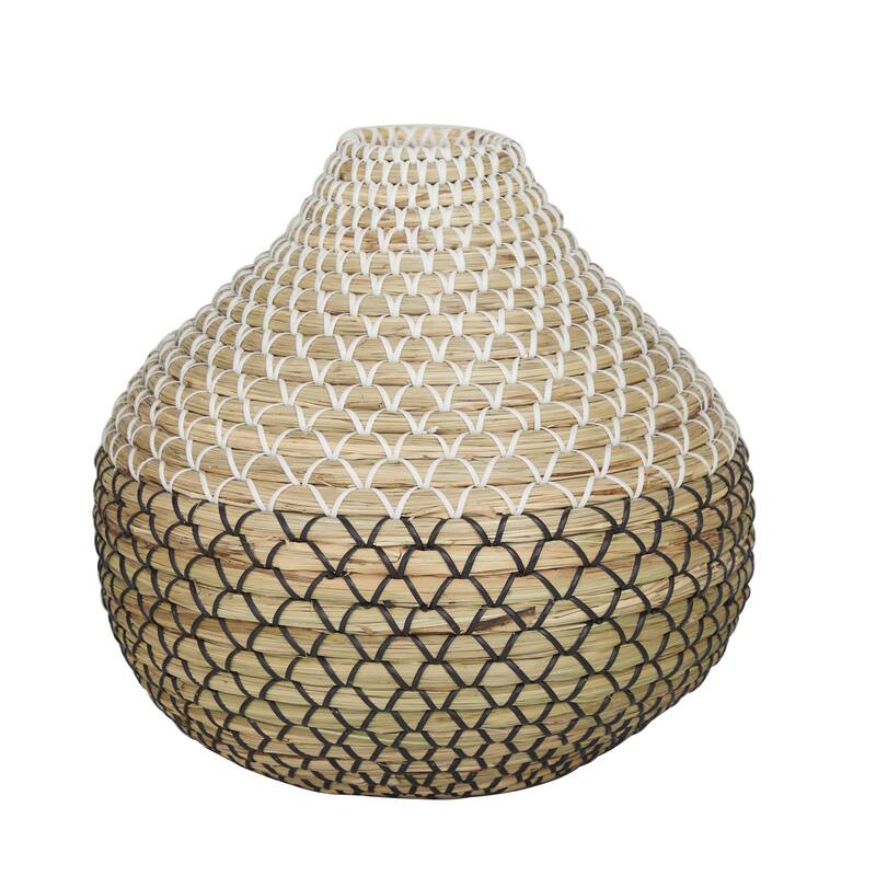 Seagrass Handmade Woven Decorative Vase - Brown - Roche River Decor - Brown - 14"W, 13"H