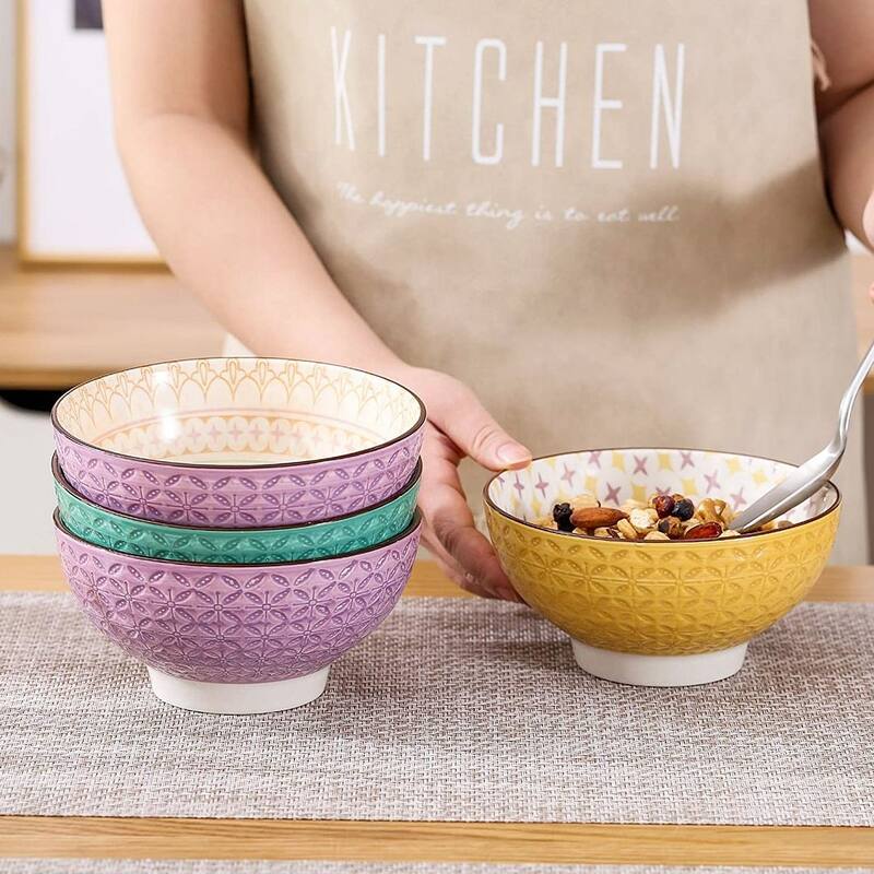 vancasso Macaron Porcelain 23Oz. Oriental Cereal Bowls Set