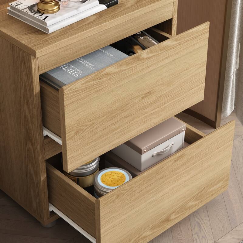 Premium 2-Drawer Nightstand 3 Colors Bedside Table by Kerrogee End Table