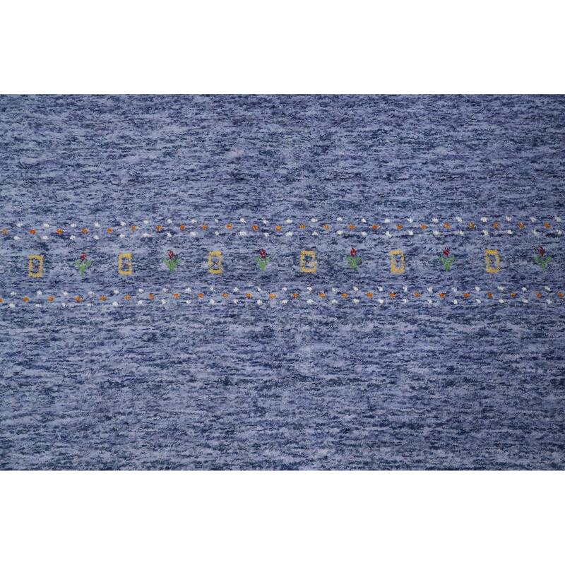 Hand Knotted Oriental 100% Wool Carpet Tribal Animal Pictorial Navy Blue & Blues Gabbeh Area Rug - 11' 11'' X 5' 2''