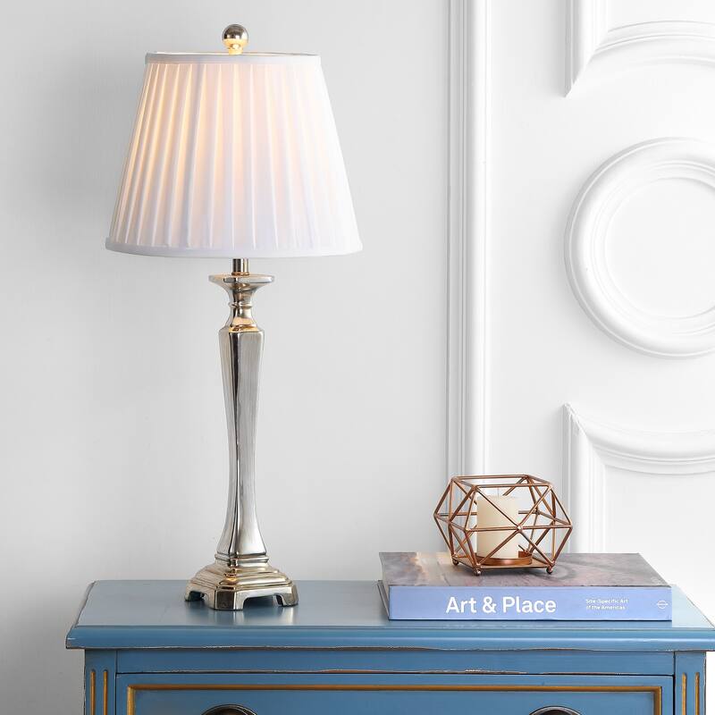 SAFAVIEH Lighting 28-inch Chatham Champagne Silky Table Lamp (Set of 2) - 12"x12"x27"