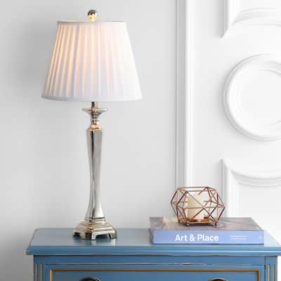 SAFAVIEH Lighting 28-inch Chatham Champagne Silky Table Lamp (Set of 2) - 12"x12"x27"